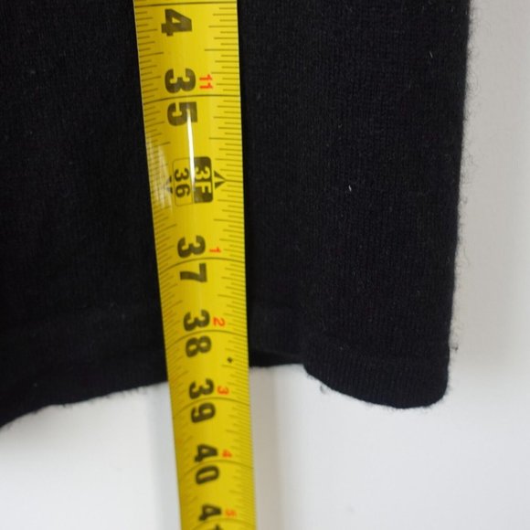 Vintage RALPH LAUREN Black Cashmere Dress Women Medium Sweater Ruffle Keyhole 90 - Picture 6 of 11